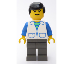 LEGO Person with White Suit with 2 Pockets, Black Hair Minifigure