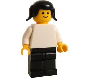 LEGO Person with White Top and Black Hair with Pigtails Minifigure