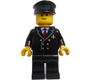 LEGO Pilot i Uniform med Svart Hatt och Stift på Bröst Minifigur