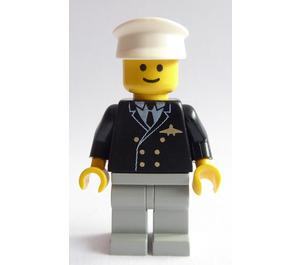 LEGO Pilot with Light Gray Legs and White Hat Minifigure