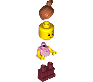 LEGO Pink en Wit Striped Jumper minifiguur
