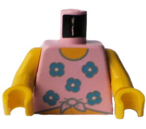 LEGO Pink Minifig Torso with Five Blue Flowers and Knob, Yellow Arms and Yellow Hands (973 / 73403)