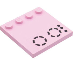 LEGO Pink Tile 4 x 4 with Studs on Edge with Cooker Sticker from Set 5890 (6179)