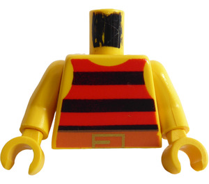 LEGO Pirate Torso with Black and Red Striped Shirt and Brown Belt with Yellow Arms and Yellow Hands (973)