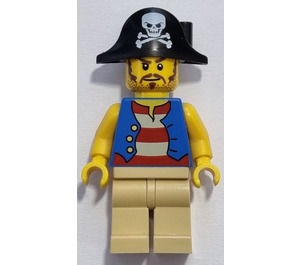 LEGO Pirate met Bicorne met Wit Skull en Bones en Lang Brown Moustache minifiguur
