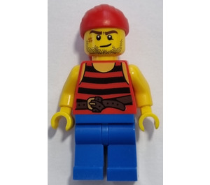 LEGO Pirate with Black and Red Stripes Shirt and Scar on Right Cheek Minifigure