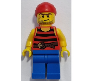 LEGO Pirate avec Noir et rouge Rayures Shirt et Scar sur Droite Cheek Figurine