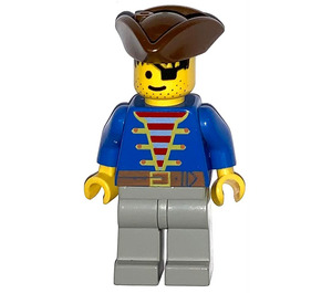 LEGO Pirat mit Blau Jacke und Braun Dreieckig Hut und Eyepatch Minifigur