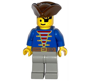 LEGO Pirate with Blue Jacket and Brown Triangular Hat and Eyepatch Minifigure