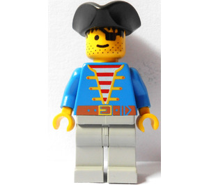 LEGO Pirat mit Blau Jacke und Dreieckig Hut und Eyepatch Minifigur