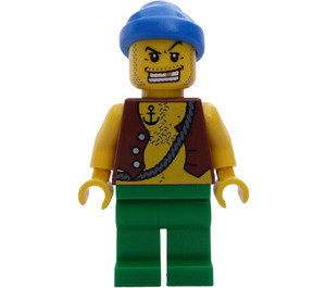 LEGO Pirate with Brown Vest and Anchor Tattoo and Gold Tooth Minifigure