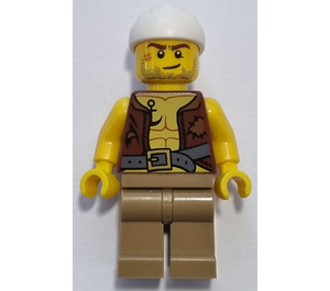 LEGO Pirat med Open Vest, Hvit Bandana og Anker Tattoo Minifigur