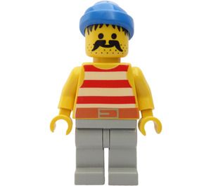 LEGO Pirate avec rouge et blanc Rayures Shirt et Grand Moustache Figurine