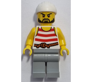 LEGO Pirate with Red and White Stripes Shirt, White Bandana and Beard Minifigure