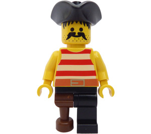 LEGO Pirate with Red and White Stripes Shirt with Triangle Hat and Peg Leg Minifigure