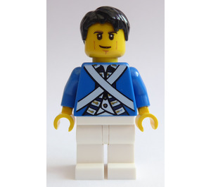 LEGO Pirater Chess Bluecoat Soldat med Cheek Lines och Svart Rufsigt hår Minifigur