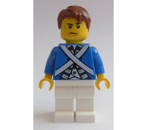 LEGO Piratas Chess Bluecoat Soldado con Sweat Drops y Reddish Marrón Pelo Minifigura