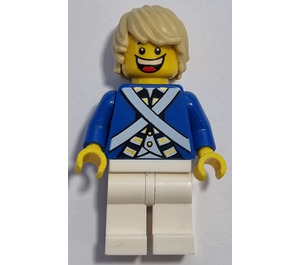 LEGO Pirates Chess Bluecoat Soldier with Wide Smile and Tan Tousled Hair Minifigure