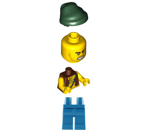 LEGO Pirates Chess Set Pirate met Anchor Tattoo en Dark Green Bandana minifiguur
