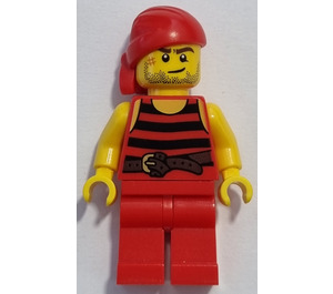 LEGO Pirates Chess Set Pirate met Zwart en Rood Strepen Shirt en Rood Bandana minifiguur