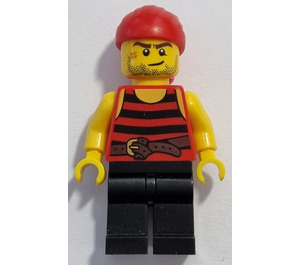 LEGO Pirates Chess Sett Pirat med Svart og Rød Striper Skjorte med Rød Bandana og Svart Ben Minifigur