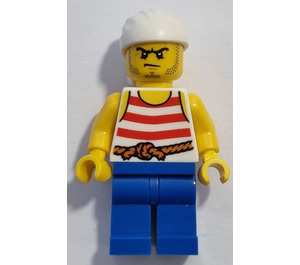 LEGO Pirater Chess Byggset Pirat med Röd och Vit Striped Skjorta med Vit Bandana och Blå Ben Minifigur