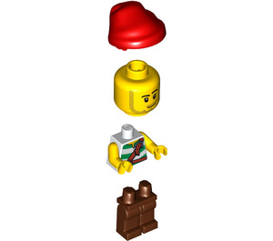LEGO Pirates Chess Set Pirate met Wit en Green Strepen Shirt en Rood Bandana minifiguur