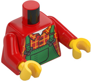 LEGO Plaid Shirt with Green Stitched Overalls Bib Torso (973 / 76382)