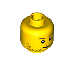 LEGO Plain Head with Stubble, Smile / Crinkled Mouth and Inverted Eyebrows (Safety Stud) (88944 / 90227)