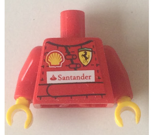 LEGO Vlak Torso met Rood Armen en Geel Handen met Ferrari/Shell/Santander logos Sticker (973)