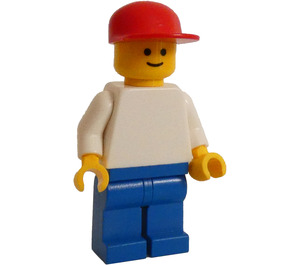 LEGO Plain White Torso, Blue Legs, Red Cap Minifigure