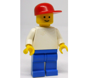 LEGO Prostý Bílá Trup, Modrá Nohy, Červená Víčko Minifigurka