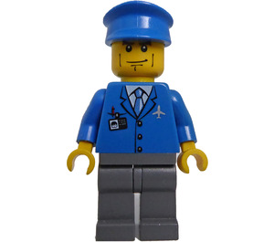 LEGO Vliegtuig Piloot met Blauw Uniform en Kenteken Minifiguur