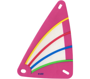 LEGO Plastic Sail 9 x 15 with Dark Pink Borders and Yellow, Red, Blue and Green Stripes Pattern (71718)