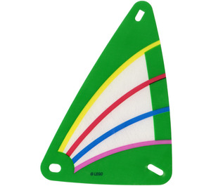 LEGO Plastic Sail 9 x 15 with Green Borders and Yellow, Red, Blue and Dark Pink Stripes Pattern (71760)