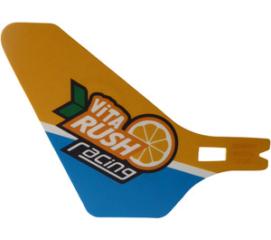 LEGO Plastic Tail (Fin) for Flying Helicopter with 'ViTA RUSH racing' and Orange (69846)