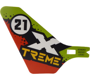 LEGO Plastic Tail (Fin) for Flying Helicopter with 'X TREME' and '21' in Circle (69864)