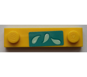 LEGO Plate 1 x 4 with Two Studs with 3 Water Droplets Sticker with Groove (41740)