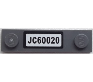LEGO Plate 1 x 4 with Two Studs with "JC60020" Sticker without Groove (92593)
