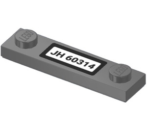 LEGO Plaat 1 x 4 met Twee Studs met 'JH 60314' Sticker met groef (41740)