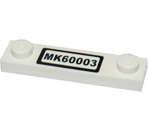 LEGO Plaat 1 x 4 met Twee Studs met "MK60003" Sticker zonder groef (92593)
