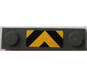 LEGO Plate 1 x 4 with Two Studs with Yello and Black Stripes Sticker without Groove (92593)