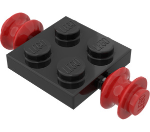 LEGO Piastra 2 x 2 con Rosso Ruote