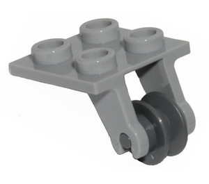 LEGO Platte 2 x 2 mit Rad Halter mit Dark Stone Grau Rad Centre mit Stub Axles