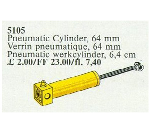 LEGO Pneumatic Piston Cylinder 64 mm Yellow Set 5105