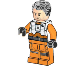 LEGO Poe Dameron con Naranja oscuro Jumpsuit y Blanco Chaleco Minifigura