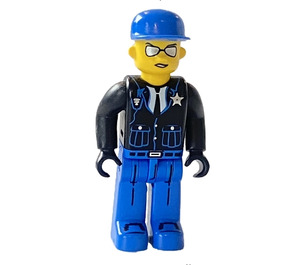 LEGO Politie - Blauw Poten, Zwart Jasje, Blauw Pet, Zonnebril Minifiguur