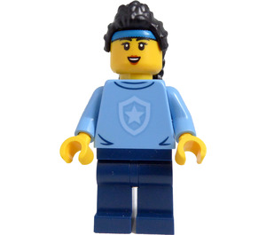 LEGO Politi Cadet, Kvinde (Lang Sort Hår med Fletninger) Minifigur