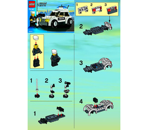 LEGO Polizei Auto (Schwarz / Grüner Aufkleber) 7236-1 Instructions