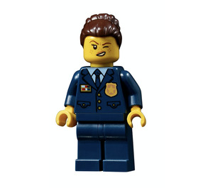 LEGO Police Chief Inspector with Dark Brown Hair with Large Bun Minifigure